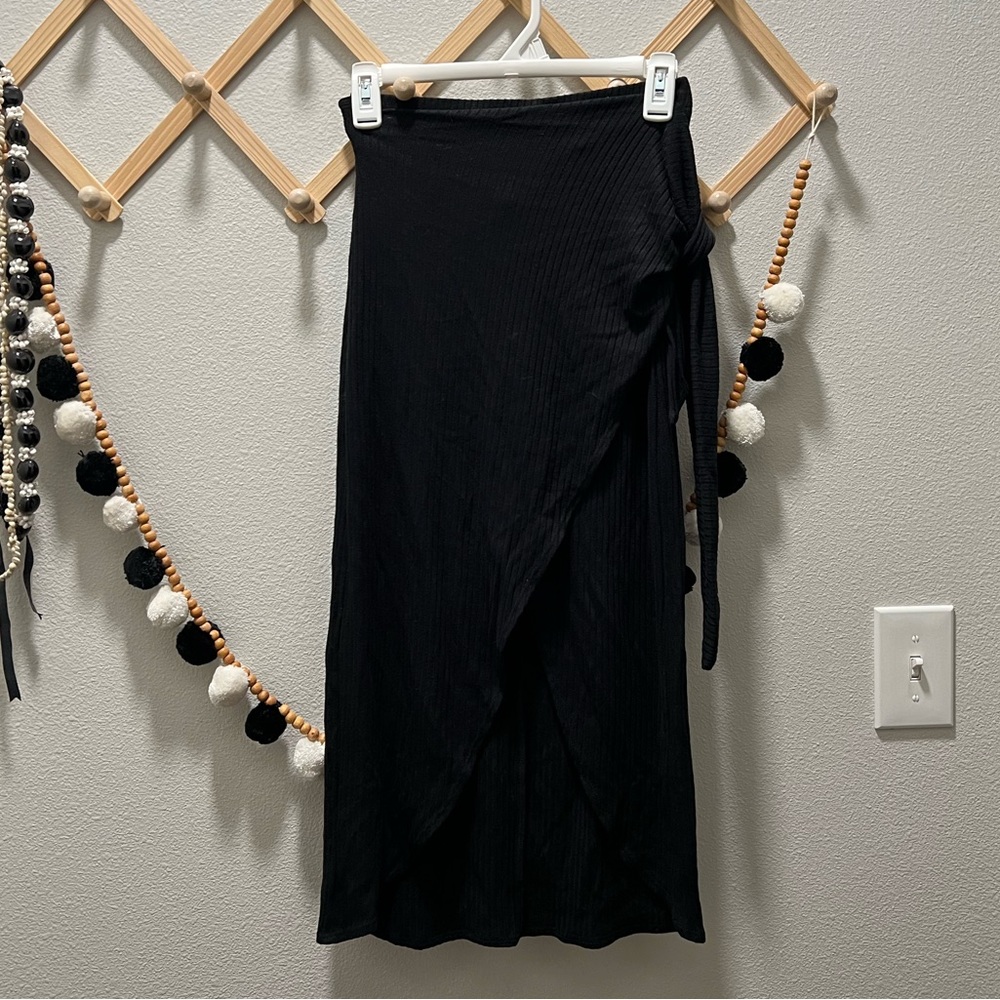 Reformation Black High Low Skirt